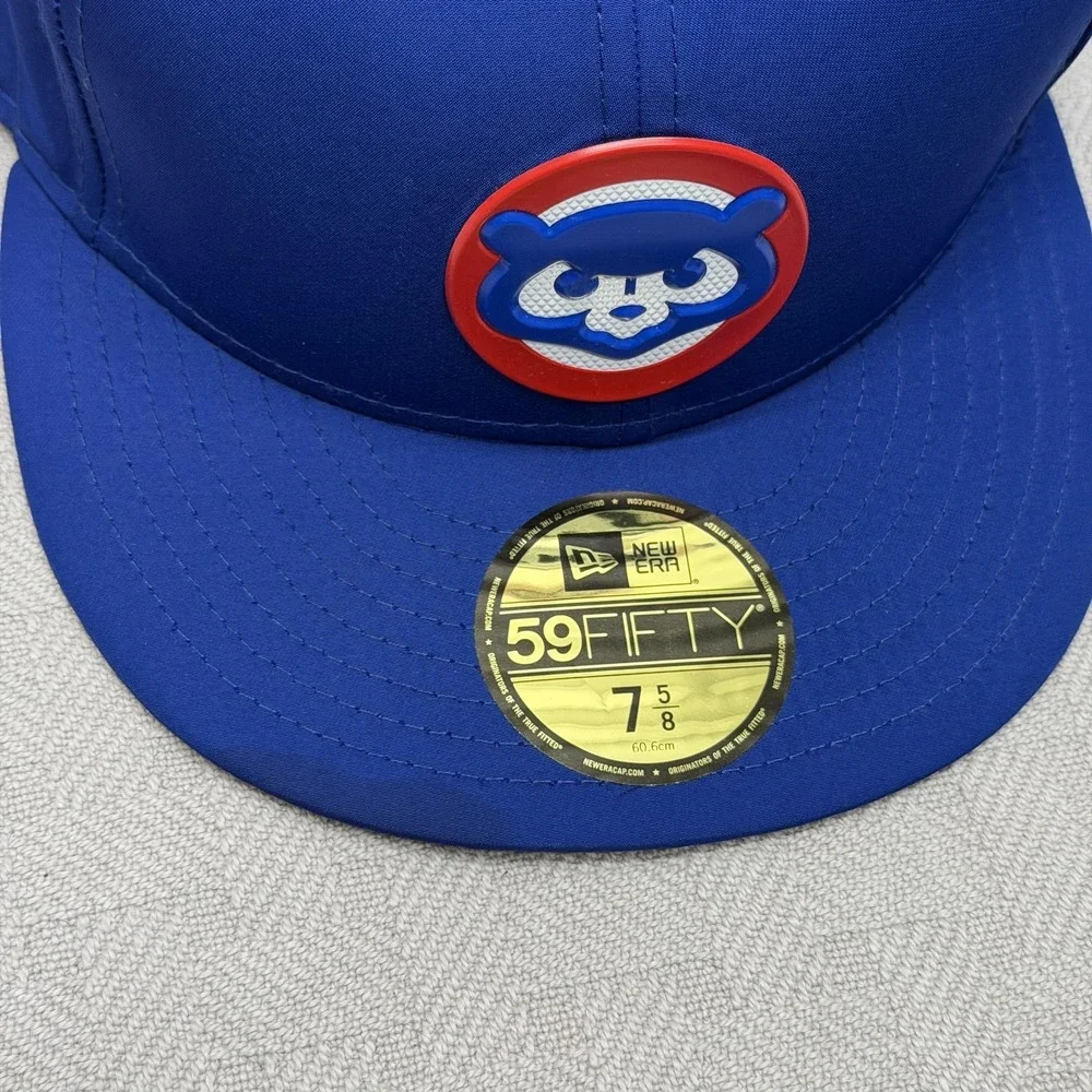 Chicago Cubs Hat Cap‎ Fitted Mens 7 5/8 Blue MLB Baseball New Era 59FIFTY